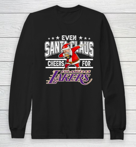 Los Angeles Lakers Even Santa Claus Cheers For Christmas NBA Long Sleeve T-Shirt