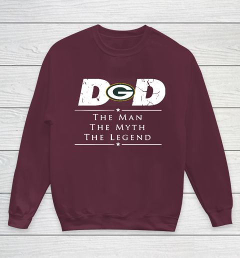 Green Bay Packers NFL Football Dad The Man The Myth The Legend Youth Sweatshirt 4