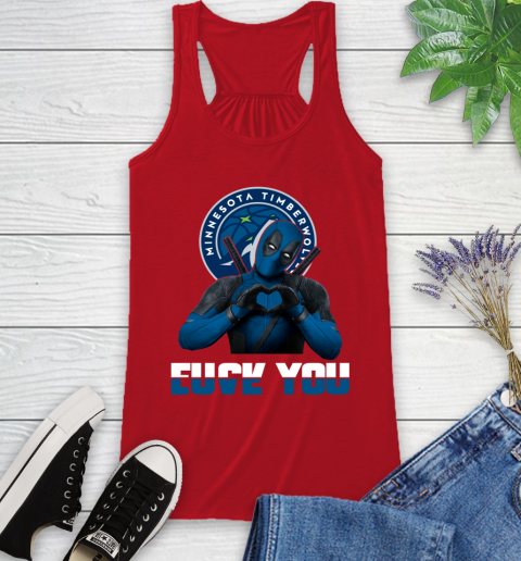 NBA Minnesota Timberwolves Deadpool Love You Fuck You Basketball Sports Racerback Tank 5