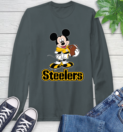 NFL Football Pittsburgh Steelers Cheerful Mickey Mouse Shirt Long Sleeve T-Shirt 7