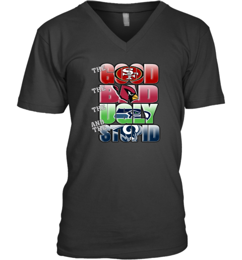 NFL Good Bad Ugly Stupid Mashup San Francisco 49er V-Neck T-Shirt