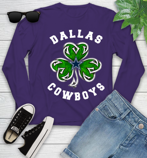NFL Dallas Cowboys Three Leaf Clover St Patrick's Day Football Sports Youth Long Sleeve 4