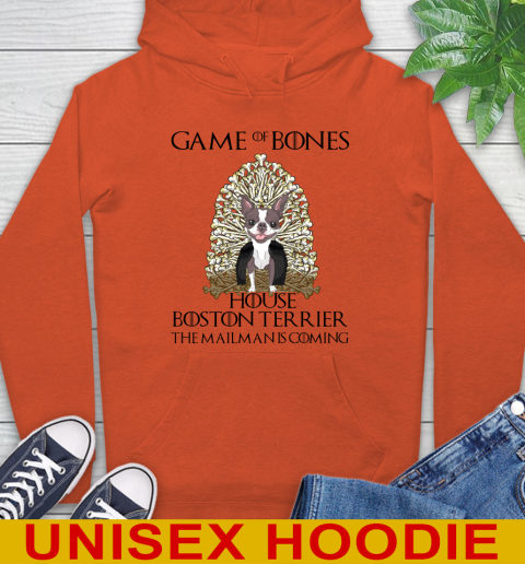 Game of bones house boston terrier dog the mailman is coming tshirt 15