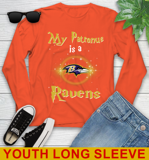 NFL Football Harry Potter My Patronus Is A Baltimore Ravens Youth Long Sleeve 3