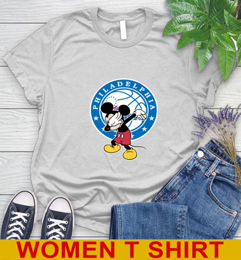 Philadelphia 76ers NBA Basketball Dabbing Mickey Disney Sports Women's T-Shirt