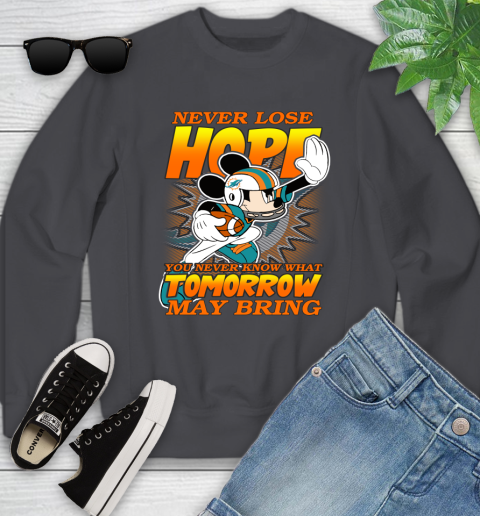 Miami Dolphins NFL Football Mickey Disney Never Lose Hope Youth Sweatshirt 5