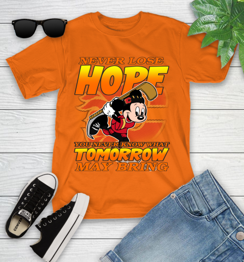 Calgary Flames NHL Hockey ootball Mickey Disney Never Lose Hope Youth T-Shirt 9