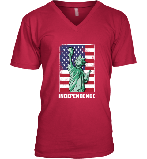 2cte rick and morty statue of liberty independence day 4th of july shirts v neck unisex 8 front cherry red