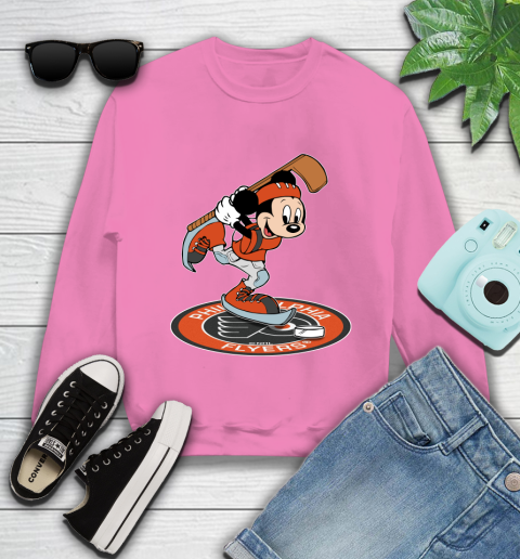 NHL Hockey Philadelphia Flyers Cheerful Mickey Disney Shirt Youth Sweatshirt 6