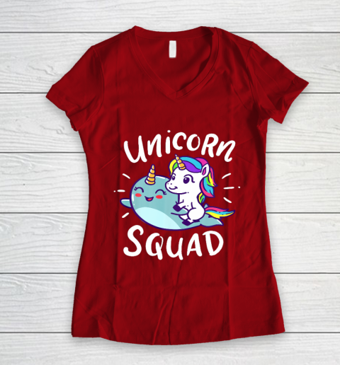 Unicorn Squad Narwhal Funny Cute Birthday Party Present Gift Women's V-Neck T-Shirt 8