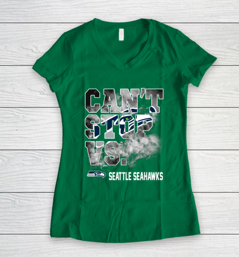 NFL Seattle Seahawks Can't Stop Vs Women's V-Neck T-Shirt 3
