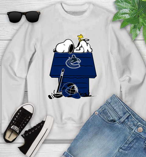 Vancouver Canucks NHL Hockey Snoopy Woodstock The Peanuts Movie Youth Sweatshirt