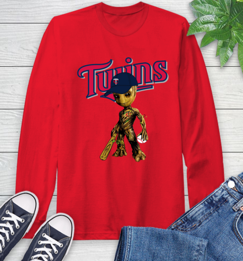 MLB Minnesota Twins Groot Guardians Of The Galaxy Baseball Long Sleeve T-Shirt 10