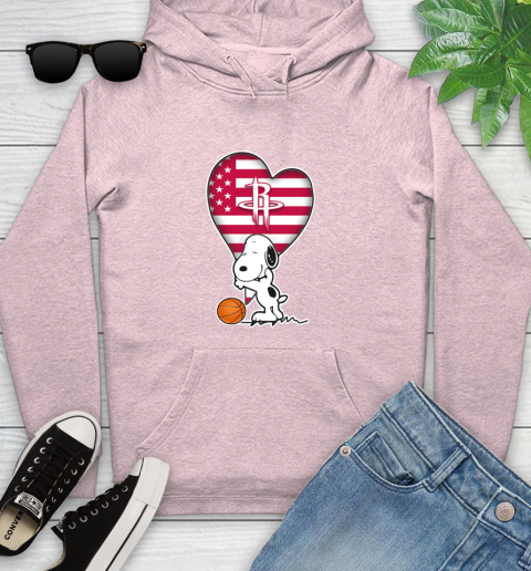 Houston Rockets NBA Basketball The Peanuts Movie Adorable Snoopy Youth Hoodie 10