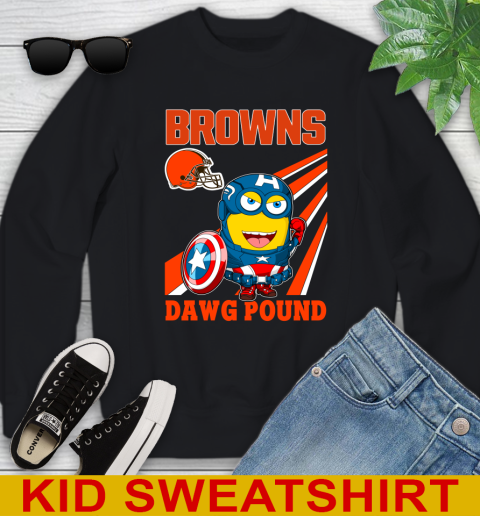 NFL Football Cleveland Browns Captain America Marvel Avengers Minion Shirt Youth Sweatshirt