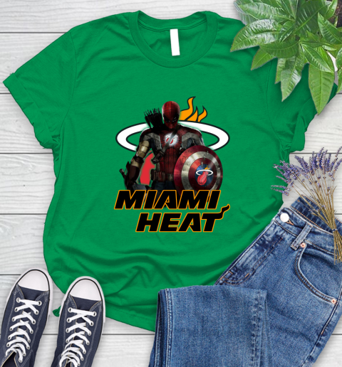 Miami Heat NBA Basketball Captain America Thor Spider Man Hawkeye Avengers Women's T-Shirt 6