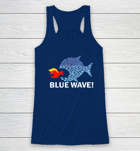 Blue Wave 2024 Funny Big Fish Eat Little Fish Trump Hair Racerback Tank 4