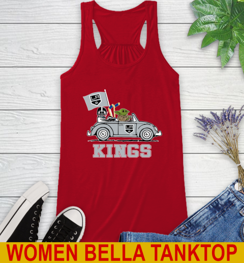 NHL Hockey Los Angeles Kings Darth Vader Baby Yoda Driving Star Wars Shirt Racerback Tank 6