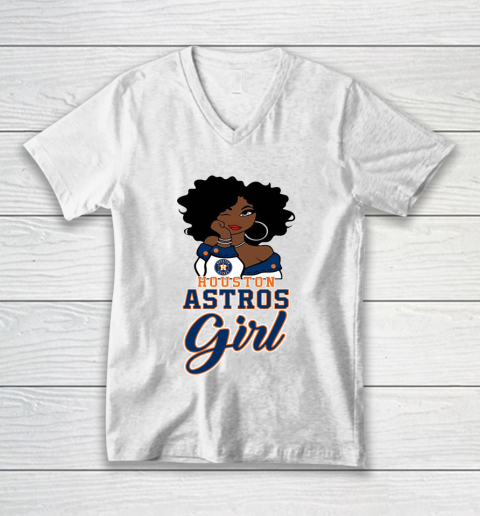Houston Astross Girl MLB V-Neck T-Shirt 2