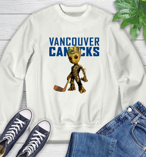 Vancouver Canucks NHL Hockey Groot Marvel Guardians Of The Galaxy Sweatshirt