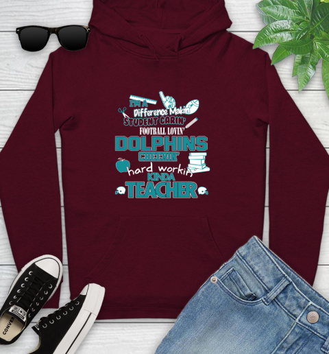 Miami Dolphins NFL I'm A Difference Making Student Caring Football Loving Kinda Teacher Youth Hoodie 7