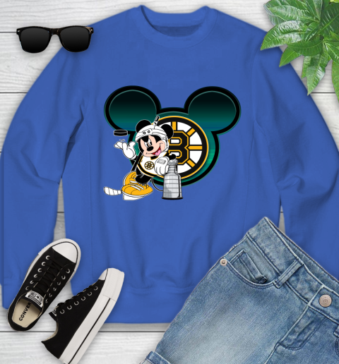 NHL Boston Bruins Stanley Cup Mickey Mouse Disney Hockey T Shirt Youth Sweatshirt 8
