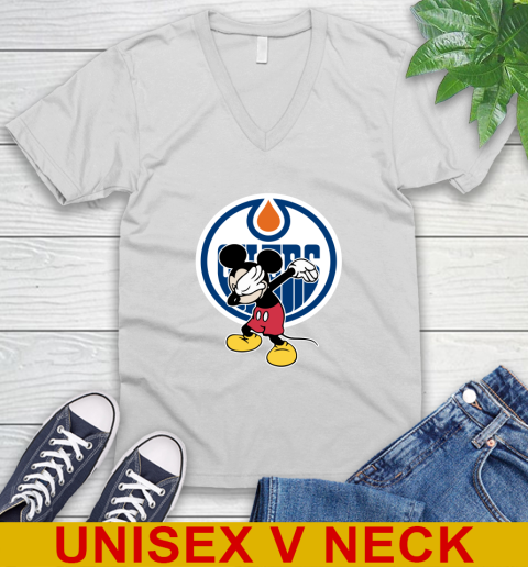 Edmonton Oilers NHL Hockey Dabbing Mickey Disney Sports V-Neck T-Shirt