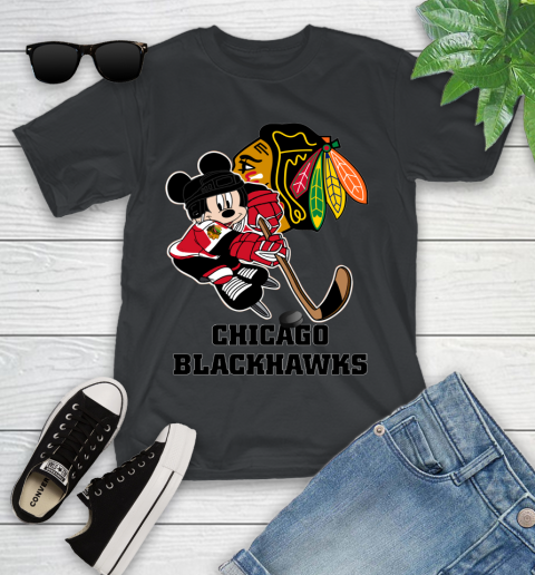 NHL Chicago Blackhawks Mickey Mouse Disney Hockey T Shirt Youth T-Shirt 2
