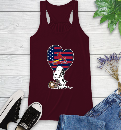 St.Louis Cardinals MLB Baseball The Peanuts Movie Adorable Snoopy Racerback Tank 3