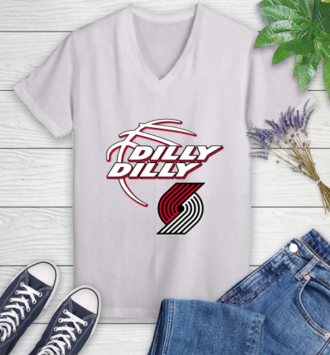 NBA Portland Trail Blazers Dilly Dilly Basketball Sports Women's V-Neck T-Shirt