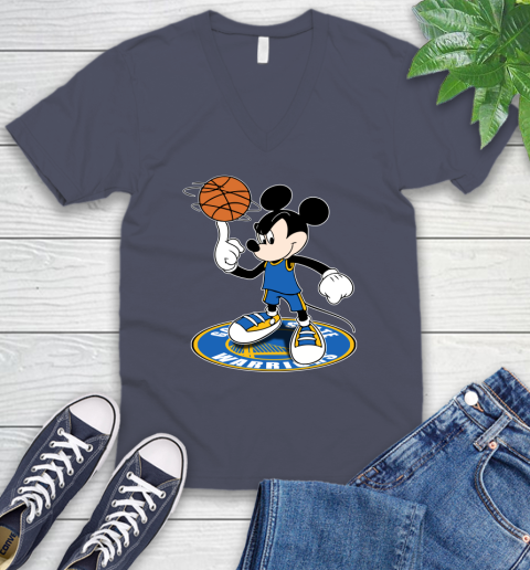 NBA Basketball Golden State Warriors Cheerful Mickey Disney Shirt V-Neck T-Shirt 8
