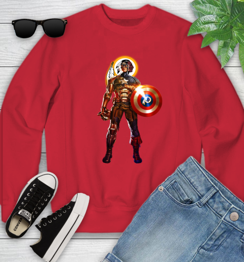 NFL Captain America Marvel Avengers Endgame Football Sports Washington Redskins Youth Sweatshirt 9