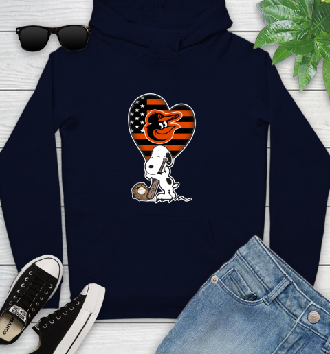 Baltimore Orioles MLB Baseball The Peanuts Movie Adorable Snoopy Youth Hoodie 4