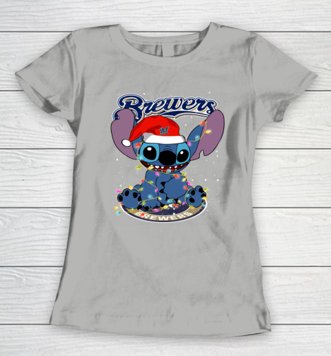 Milwaukee Brewers MLB noel stitch Baseball Christmas Women's T-Shirt 8