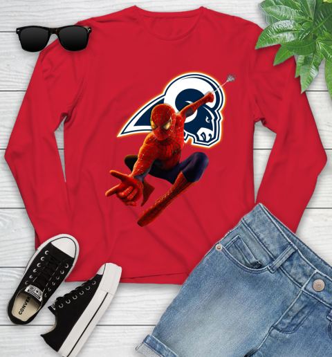 NFL Spider Man Avengers Endgame Football Los Angeles Rams Youth Long Sleeve 11
