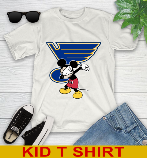 St.Louis Blues NHL Hockey Dabbing Mickey Disney Sports Youth T-Shirt