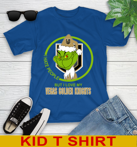 Vegas Golden Knights NHL Christmas Grinch I Hate People But I Love My Favorite Hockey Team Youth T-Shirt 9