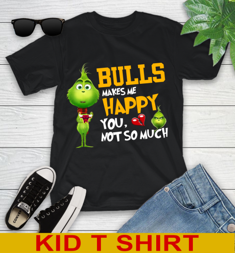 NBA Chicago Bulls Makes Me Happy You Not So Much Grinch Basketball Sports Youth T-Shirt