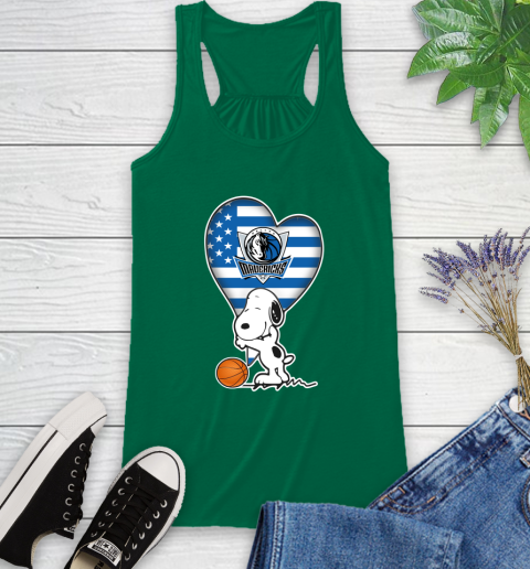 Dallas Mavericks NBA Basketball The Peanuts Movie Adorable Snoopy Racerback Tank 7