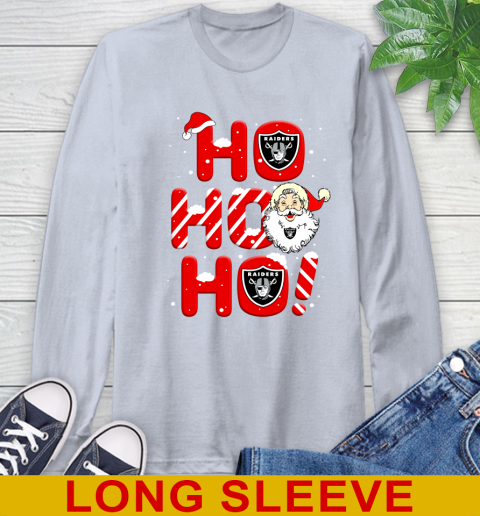 Oakland Raiders NFL Football Ho Ho Ho Santa Claus Merry Christmas Shirt Long Sleeve T-Shirt 6