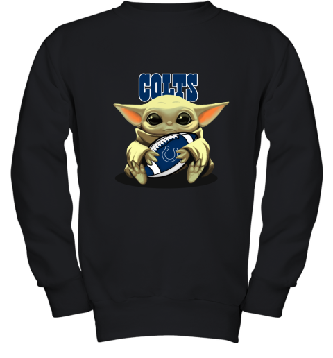 Baby Yoda Loves The Indianapolis Colts Star Wars NFL Youth Sweatshirt