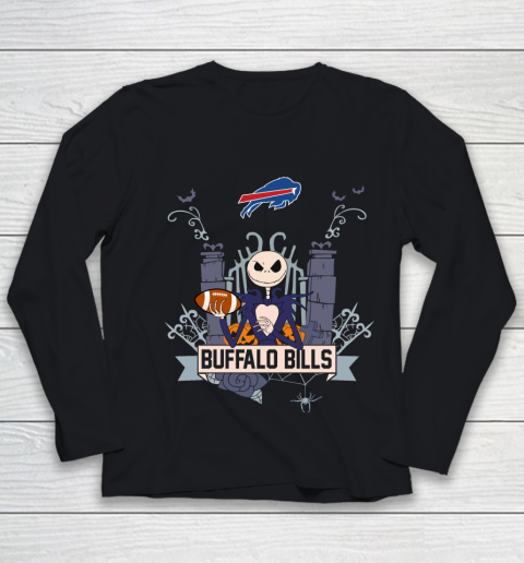 NFL Buffalo Bills Football Jack Skellington Halloween Youth Long Sleeve
