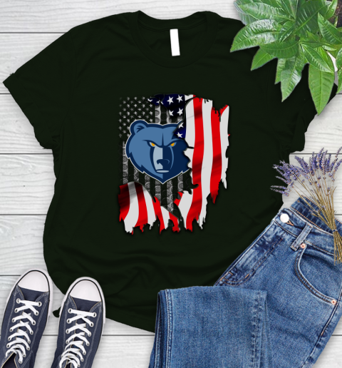 Memphis Grizzlies NBA Basketball American Flag Women's T-Shirt 6