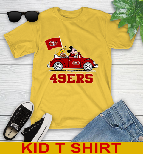 NFL Football San Francisco 49ers Pluto Mickey Driving Disney Shirt Youth T-Shirt 8