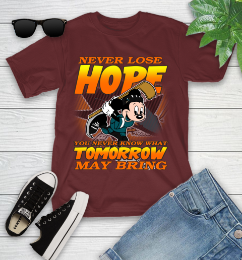 San Jose Sharks NHL Hockey ootball Mickey Disney Never Lose Hope Youth T-Shirt 14