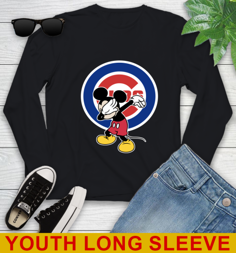 Chicago Cubs MLB Baseball Dabbing Mickey Disney Sports Youth Long Sleeve 2