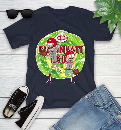 MLB Cincinnati Reds Rick And Morty Baseball Sports Youth T-Shirt 3