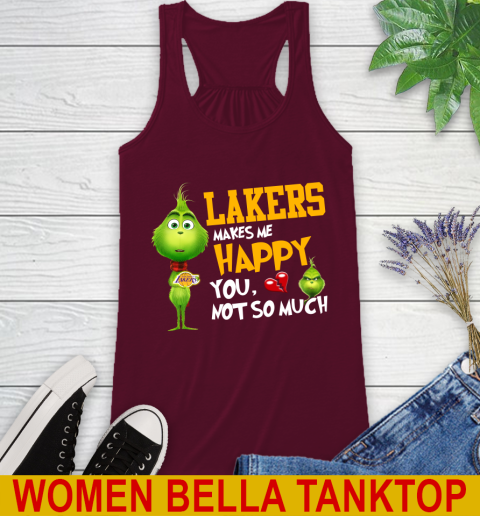 NBA Los Angeles Lakers Makes Me Happy You Not So Much Grinch Basketball Sports Racerback Tank 2