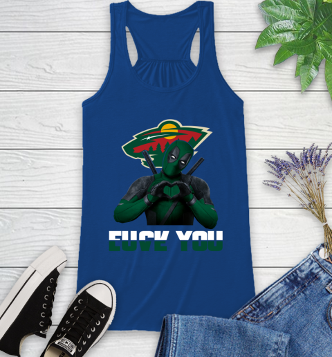 NHL Minnesota Wild Deadpool Love You Fuck You Hockey Sports Racerback Tank 8