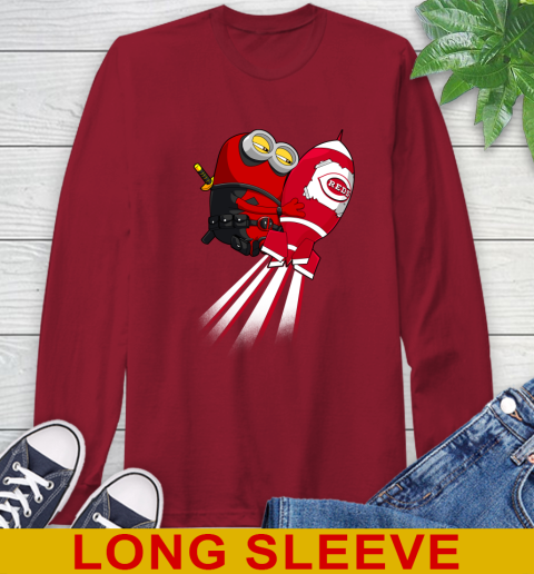 MLB Baseball Cincinnatim Reds Deadpool Minion Marvel Shirt Long Sleeve T-Shirt 9
